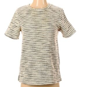 Anthropologie Postmark Tweed Metallic &‎ Cream Short Sleeve Tee Top Sz XS